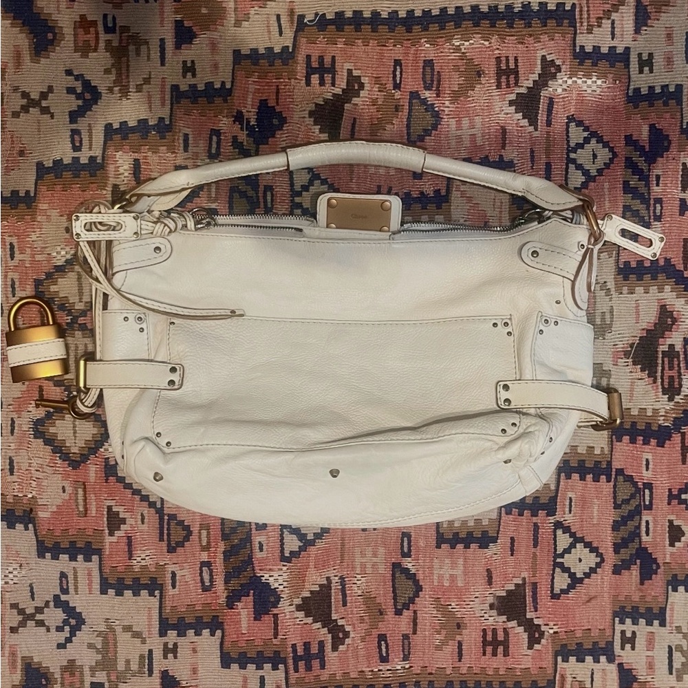 Chloe White Leather paddington  Shoulder Bag